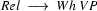 Rel \ \longrightarrow\ Wh\ VP